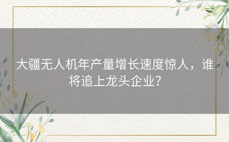 大疆无人机年产量增长速度惊人,谁将追上龙头企业? 大疆无人机年产量增长速度惊人,谁将追上龙头企业?