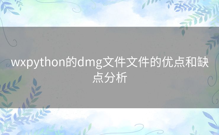 wxpython的dmg文件文件的优点和缺点分析 wxpython的dmg文件文件的优点和缺点分析