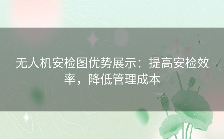 无人机安检图优势展示:提高安检效率,降低管理成本 无人机安检图优势展示:提高安检效率,降低管理成本