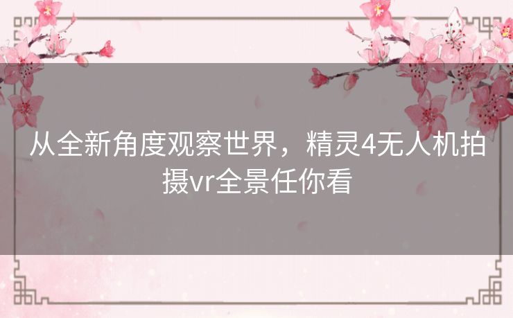 从全新角度观察世界,精灵4无人机拍摄vr全景任你看 从全新角度观察世界,精灵4无人机拍摄vr全景任你看