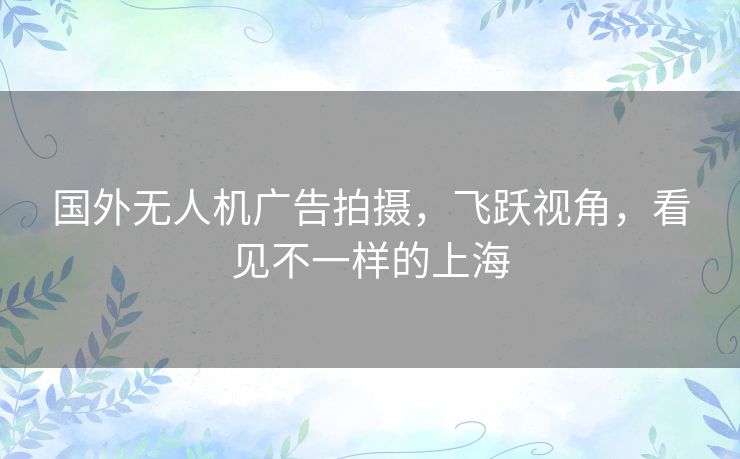 国外无人机广告拍摄,飞跃视角,看见不一样的上海 国外无人机广告拍摄,飞跃视角,看见不一样的上海