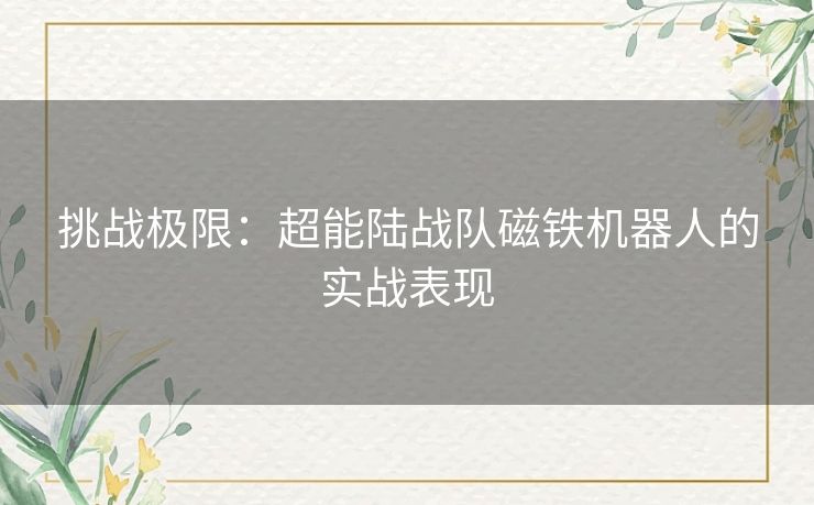 挑战极限:超能陆战队磁铁机器人的实战表现 挑战极限:超能陆战队磁铁机器人的实战表现