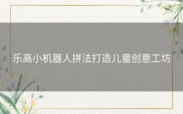 乐高小机器人拼法打造儿童创意工坊 乐高小机器人拼法打造儿童创意工坊
