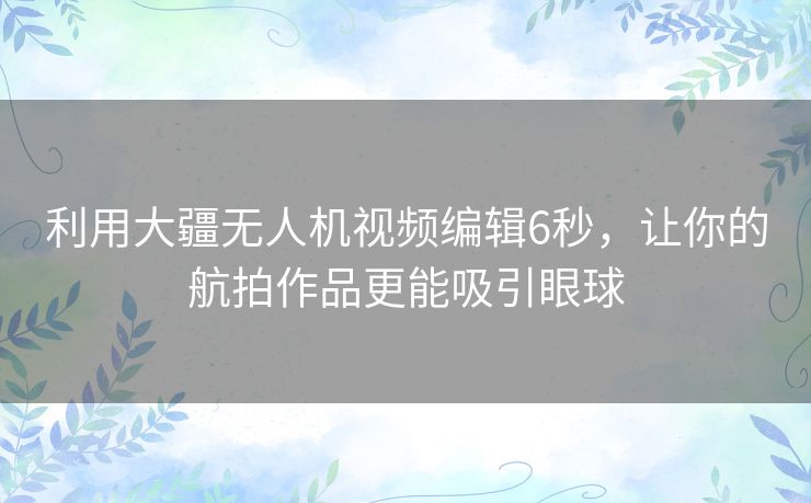 利用大疆无人机视频编辑6秒,让你的航拍作品更能吸引眼球 利用大疆无人机视频编辑6秒,让你的航拍作品更能吸引眼球