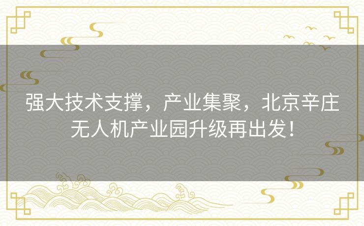 强大技术支撑,产业集聚,北京辛庄无人机产业园升级再出发! 强大技术支撑,产业集聚,北京辛庄无人机产业园升级再出发!