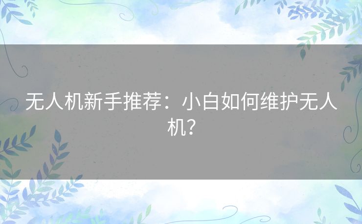 无人机新手推荐:小白如何维护无人机? 无人机新手推荐:小白如何维护无人机?