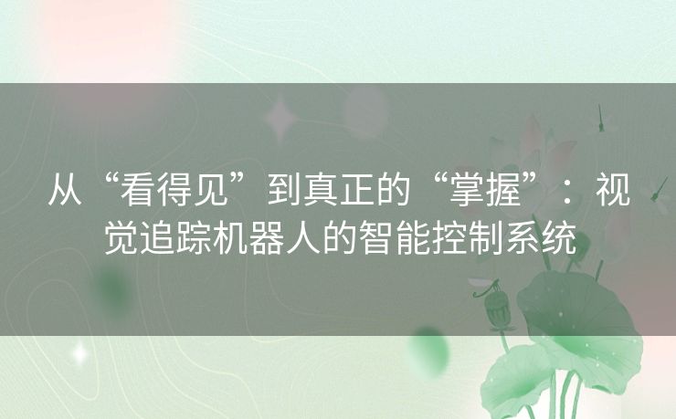 从“看得见”到真正的“掌握”:视觉追踪机器人的智能控制系统 从“看得见”到真正的“掌握”:视觉追踪机器人的智能控制系统