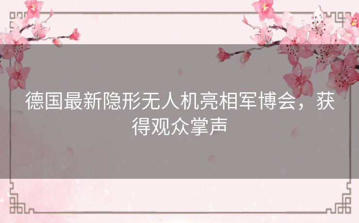 德国最新隐形无人机亮相军博会,获得观众掌声 德国最新隐形无人机亮相军博会,获得观众掌声