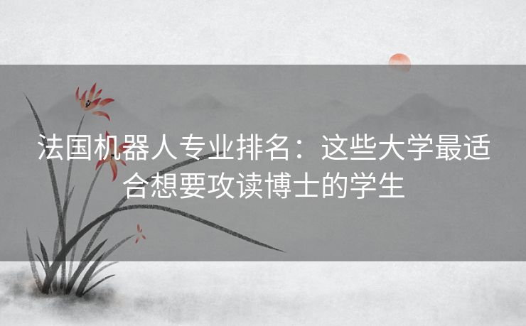 法国机器人专业排名:这些大学最适合想要攻读博士的学生 法国机器人专业排名:这些大学最适合想要攻读博士的学生