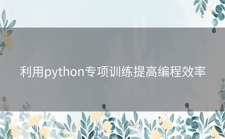 利用python专项训练提高编程效率