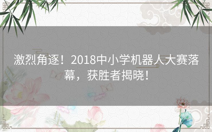 激烈角逐!2018中小学机器人大赛落幕,获胜者揭晓! 激烈角逐!2018中小学机器人大赛落幕,获胜者揭晓!