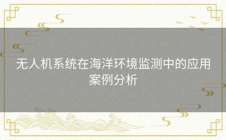 无人机系统在海洋环境监测中的应用案例分析 无人机系统在海洋环境监测中的应用案例分析