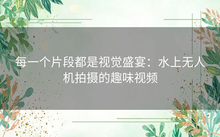 每一个片段都是视觉盛宴:水上无人机拍摄的趣味视频 每一个片段都是视觉盛宴:水上无人机拍摄的趣味视频