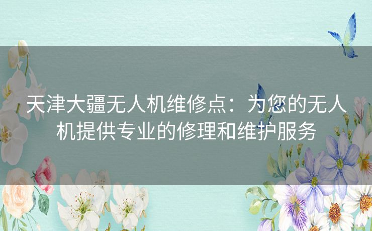 天津大疆无人机维修点:为您的无人机提供专业的修理和维护服务 天津大疆无人机维修点:为您的无人机提供专业的修理和维护服务