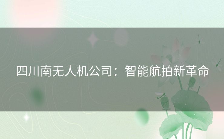 四川南无人机公司:智能航拍新革命 四川南无人机公司:智能航拍新革命