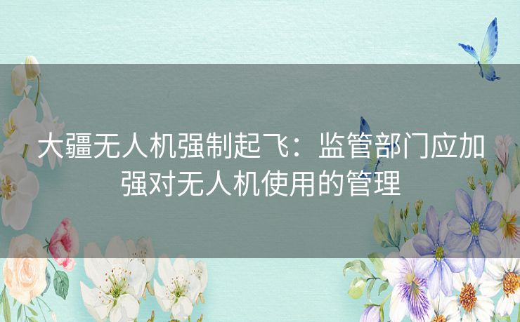 大疆无人机强制起飞:监管部门应加强对无人机使用的管理 大疆无人机强制起飞:监管部门应加强对无人机使用的管理