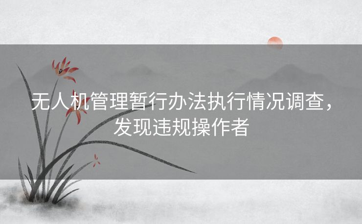 无人机管理暂行办法执行情况调查，发现违规操作者