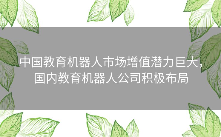 中国教育机器人市场增值潜力巨大,国内教育机器人公司积极布局 中国教育机器人市场增值潜力巨大,国内教育机器人公司积极布局