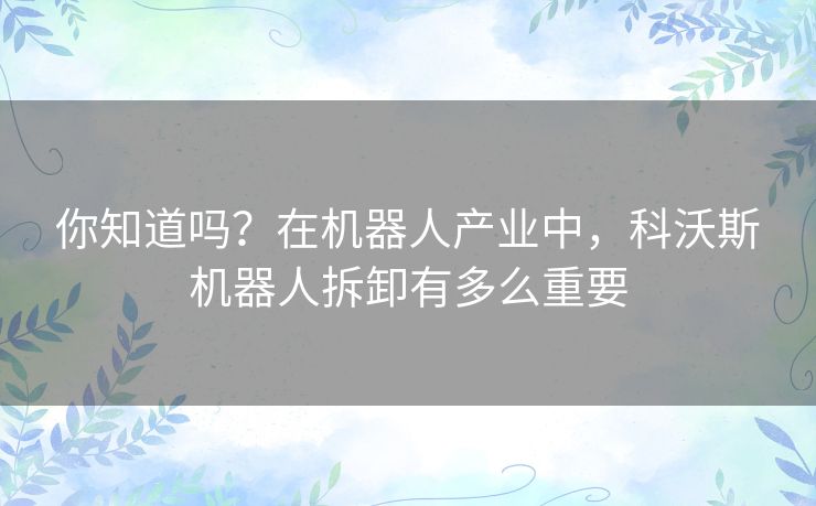 你知道吗?在机器人产业中,科沃斯机器人拆卸有多么重要 你知道吗?在机器人产业中,科沃斯机器人拆卸有多么重要