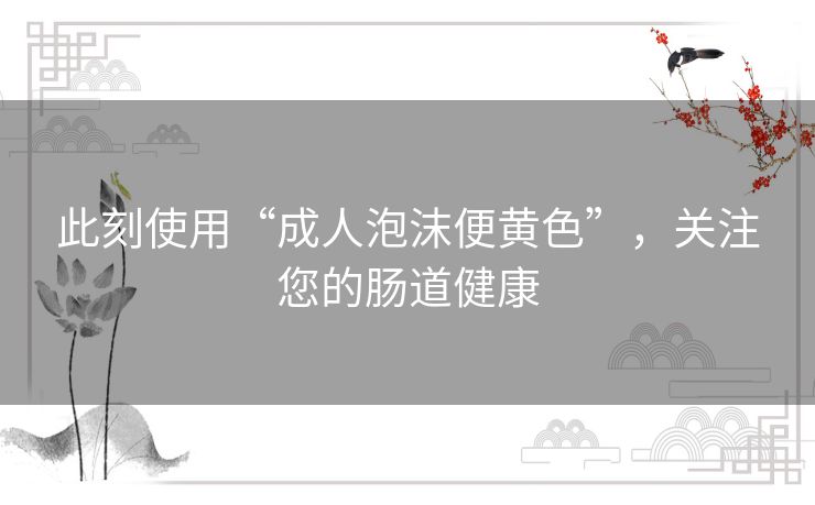 此刻使用“成人泡沫便黄色”,关注您的肠道健康 此刻使用“成人泡沫便黄色”,关注您的肠道健康