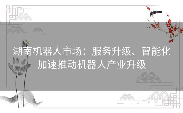 湖南机器人市场:服务升级、智能化加速推动机器人产业升级 湖南机器人市场:服务升级、智能化加速推动机器人产业升级