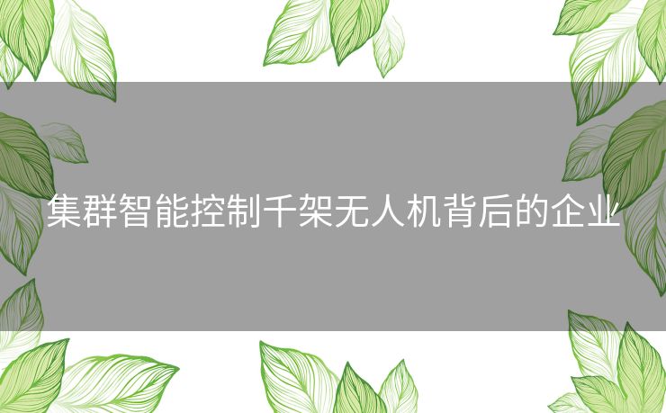 集群智能控制千架无人机背后的企业 集群智能控制千架无人机背后的企业