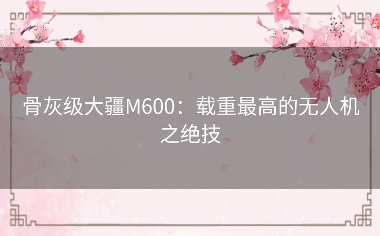 骨灰级大疆M600:载重最高的无人机之绝技 骨灰级大疆M600:载重最高的无人机之绝技