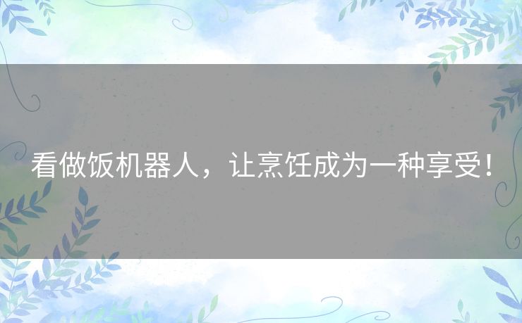 看做饭机器人,让烹饪成为一种享受! 看做饭机器人,让烹饪成为一种享受!
