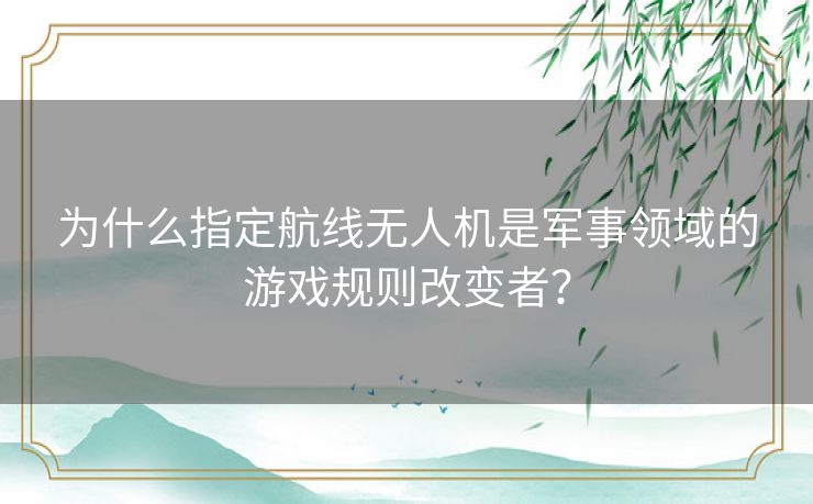 为什么指定航线无人机是军事领域的游戏规则改变者？