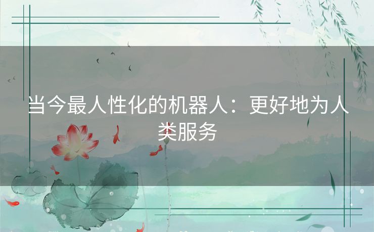 当今最人性化的机器人:更好地为人类服务 当今最人性化的机器人:更好地为人类服务
