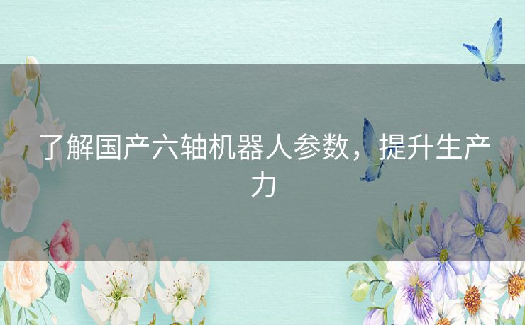 了解国产六轴机器人参数,提升生产力 了解国产六轴机器人参数,提升生产力