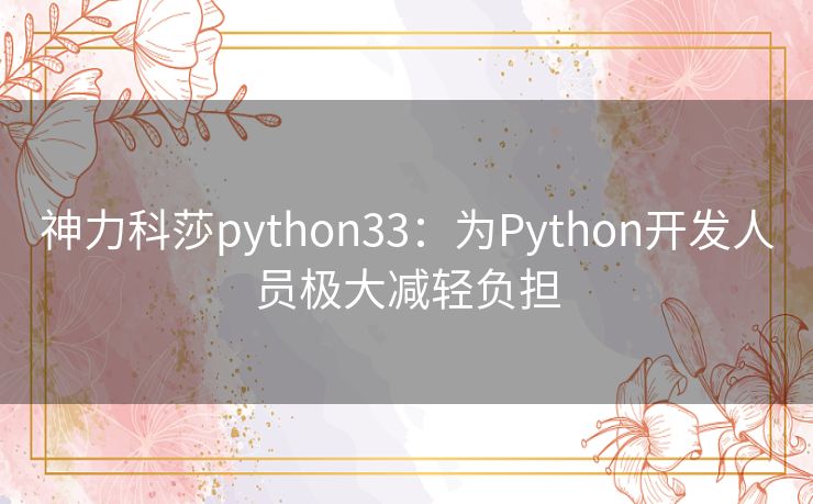 神力科莎python33：为Python开发人员极大减轻负担