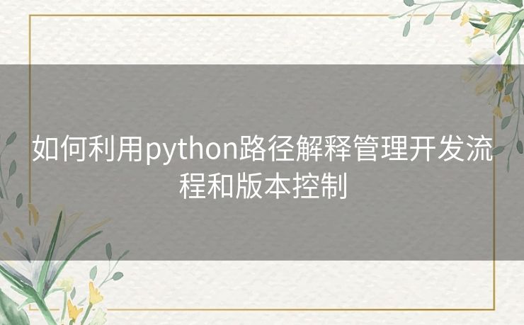如何利用python路径解释管理开发流程和版本控制 如何利用python路径解释管理开发流程和版本控制