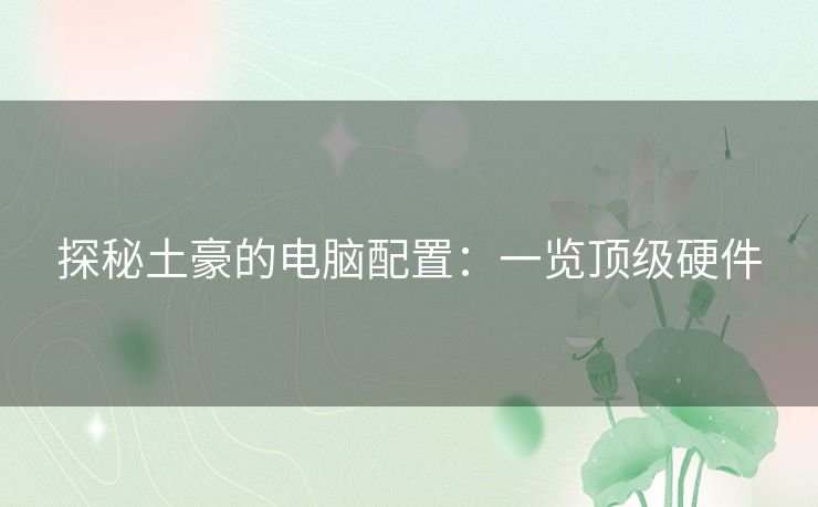 探秘土豪的电脑配置:一览顶级硬件 探秘土豪的电脑配置:一览顶级硬件
