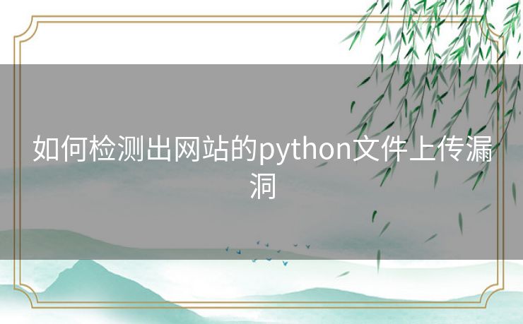 如何检测出网站的python文件上传漏洞