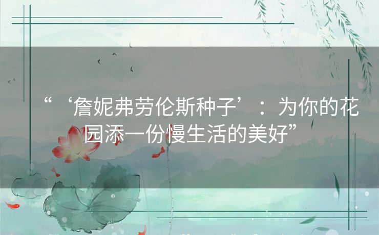 “‘詹妮弗劳伦斯种子’:为你的花园添一份慢生活的美好” “‘詹妮弗劳伦斯种子’:为你的花园添一份慢生活的美好”