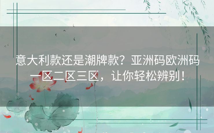 意大利款还是潮牌款？亚洲码欧洲码一区二区三区，让你轻松辨别！