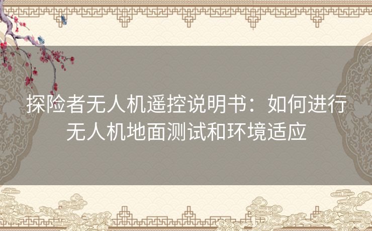探险者无人机遥控说明书：如何进行无人机地面测试和环境适应