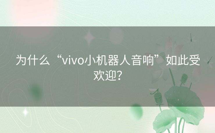 为什么“vivo小机器人音响”如此受欢迎？