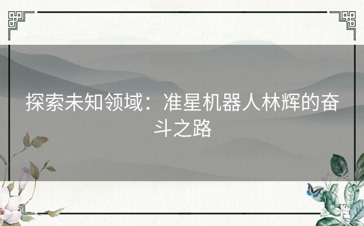 探索未知领域：准星机器人林辉的奋斗之路