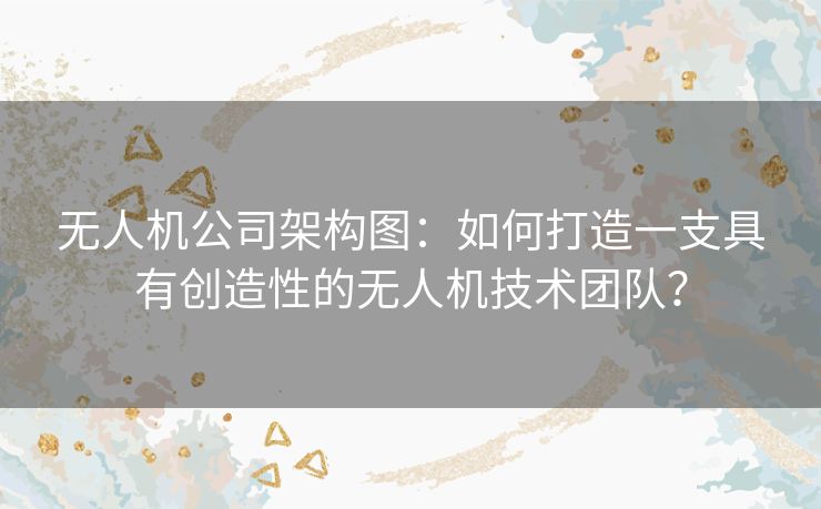 无人机公司架构图:如何打造一支具有创造性的无人机技术团队? 无人机公司架构图:如何打造一支具有创造性的无人机技术团队?