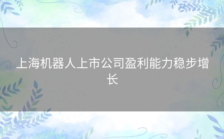 上海机器人上市公司盈利能力稳步增长