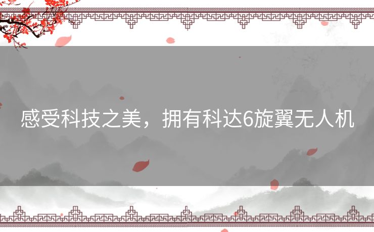 感受科技之美,拥有科达6旋翼无人机 感受科技之美,拥有科达6旋翼无人机