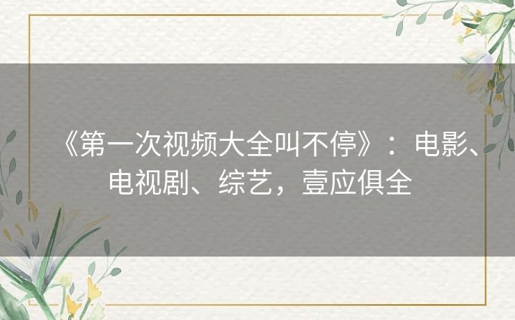 《第一次视频大全叫不停》：电影、电视剧、综艺，壹应俱全
