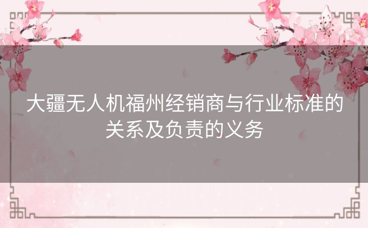 大疆无人机福州经销商与行业标准的关系及负责的义务 大疆无人机福州经销商与行业标准的关系及负责的义务