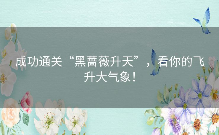 成功通关“黑蔷薇升天”，看你的飞升大气象！