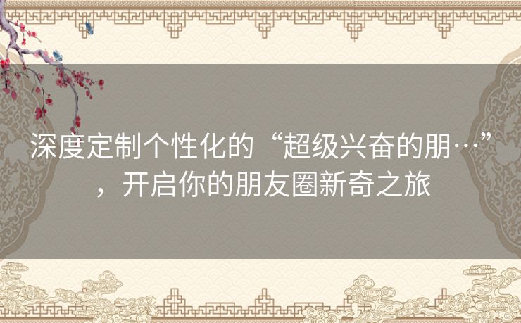 深度定制个性化的“超级兴奋的朋…”，开启你的朋友圈新奇之旅
