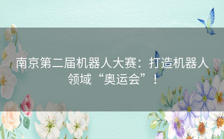 南京第二届机器人大赛：打造机器人领域“奥运会”！