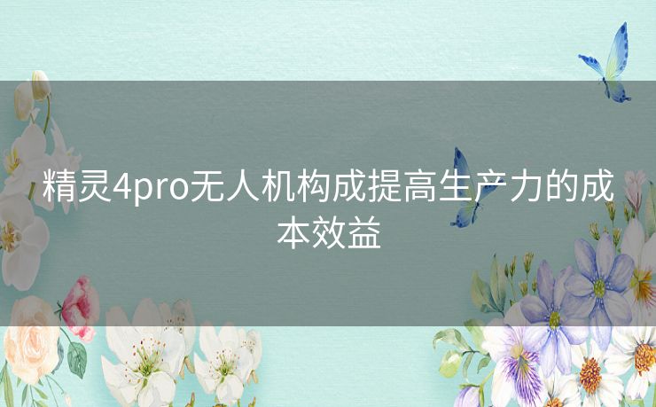 精灵4pro无人机构成提高生产力的成本效益