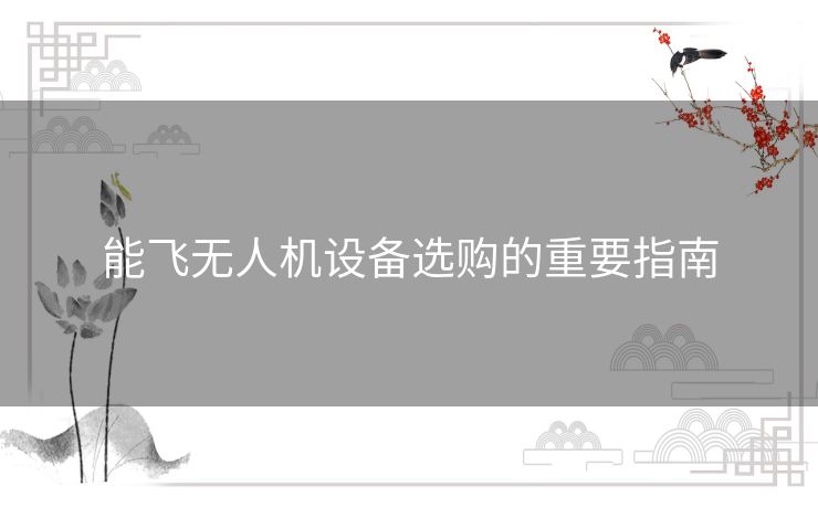 能飞无人机设备选购的重要指南 能飞无人机设备选购的重要指南